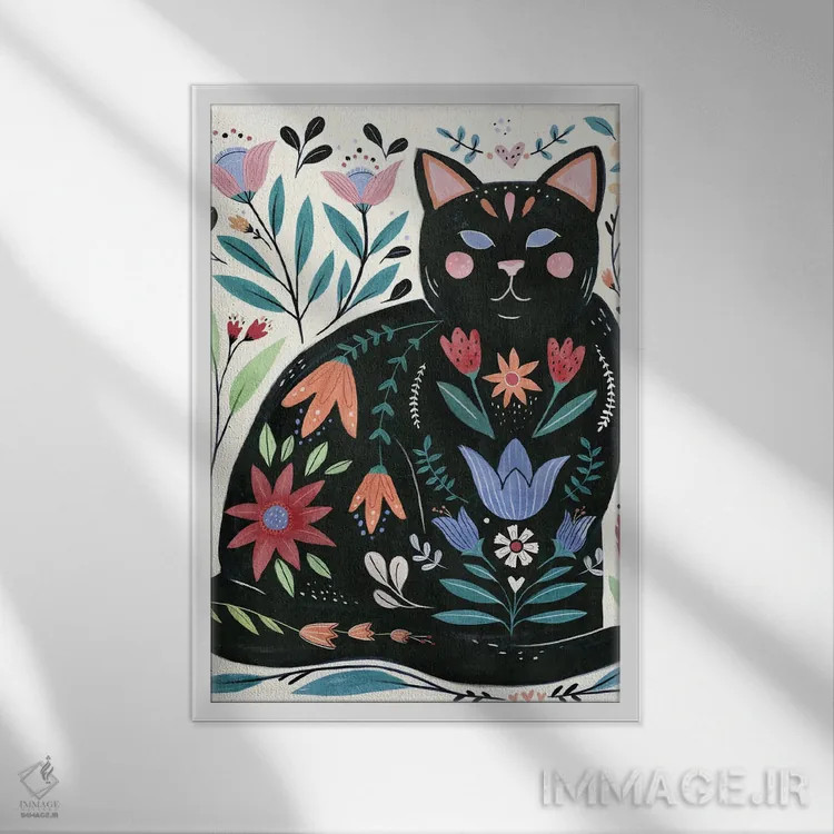 تابلو گربه محلی II اثر آنی وارن - نمای قابدار سفید