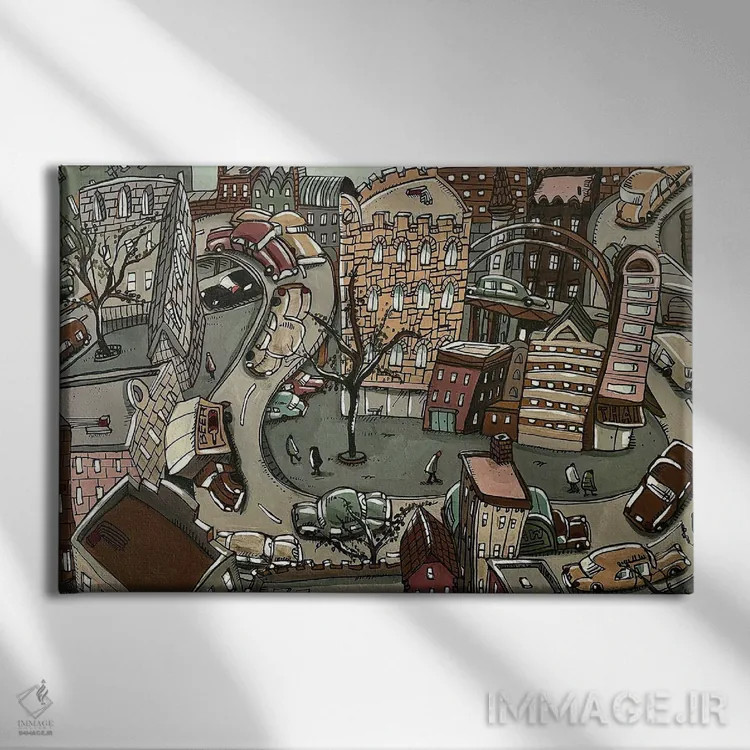 تابلو جاده پرپیچوخم اثر آرون ووتن - نمای روبهرو روی دیوار