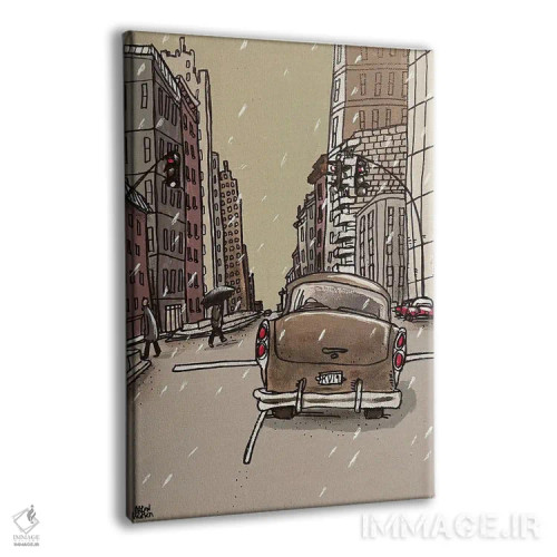 تابلو شهر برفی اثر آرون ووتن - نمای پرسپکتیو محصول