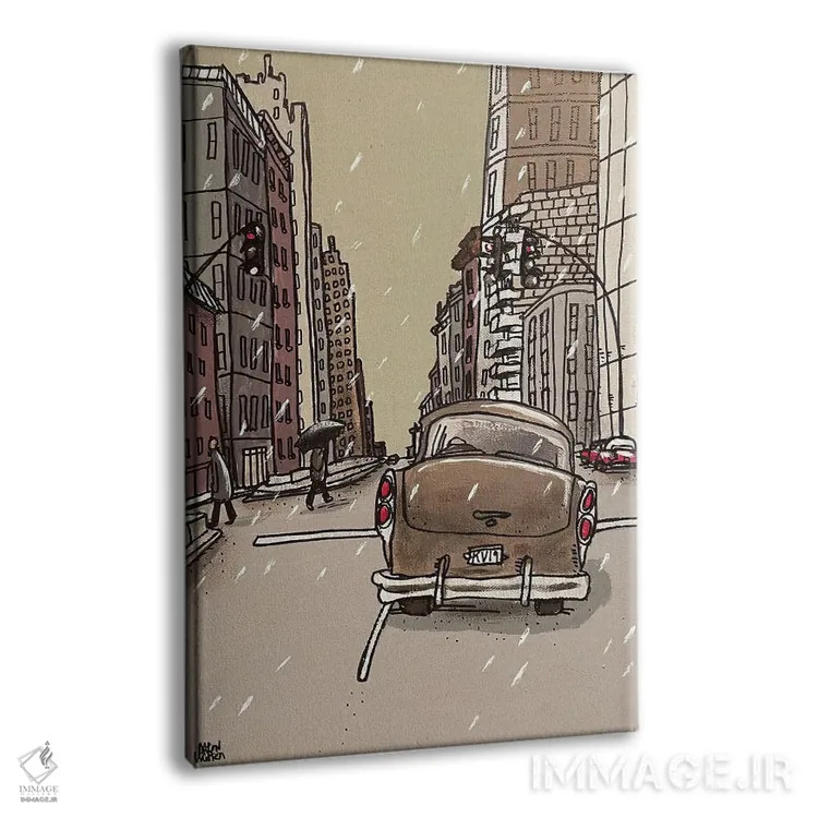 تابلو شهر برفی اثر آرون ووتن - نمای پرسپکتیو محصول