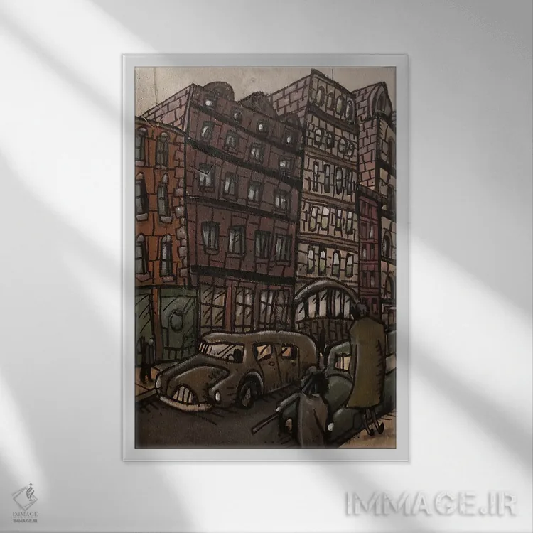 تابلو مرکز شهر نیویورک اثر آرون ووتن - نمای قابدار سفید