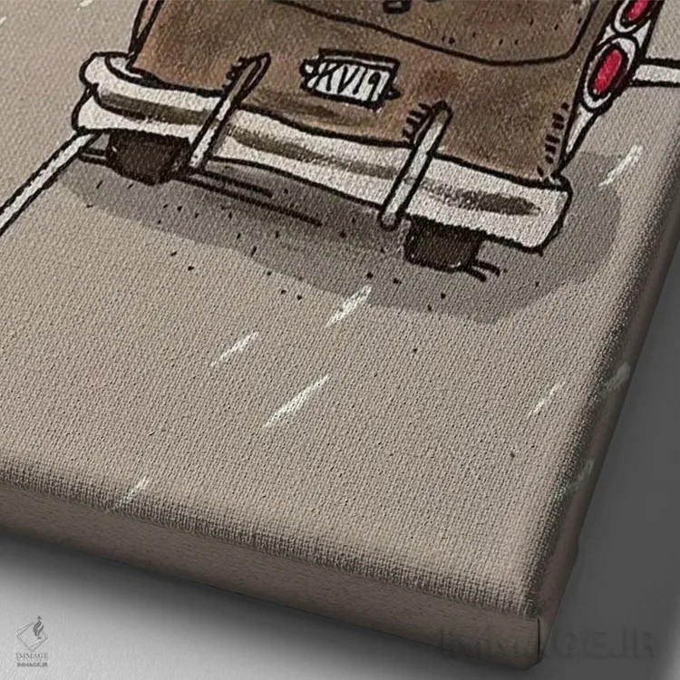 تابلو شهر برفی اثر آرون ووتن - نمای نزدیک بافت بوم