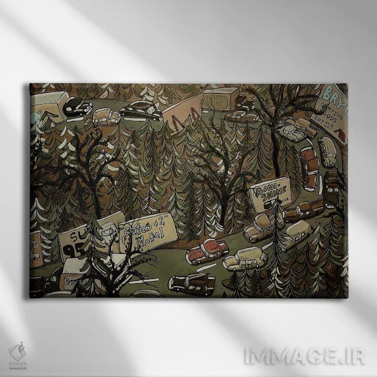 تابلو تعطیلاتگذرانها اثر آرون ووتن - نمای روبهرو روی دیوار