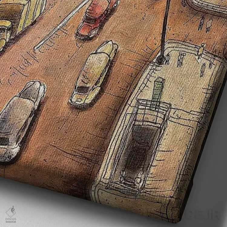 تابلو خیابان استیت ۱۹۵۲ اثر آرون ووتن - نمای نزدیک بافت بوم