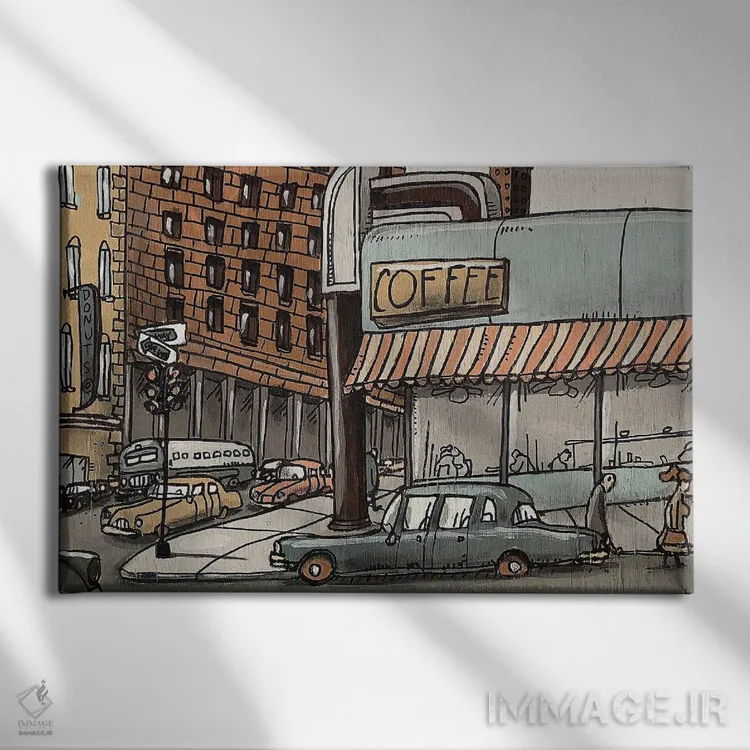 تابلو قهوه و دونات اثر آرون ووتن - نمای روبهرو روی دیوار