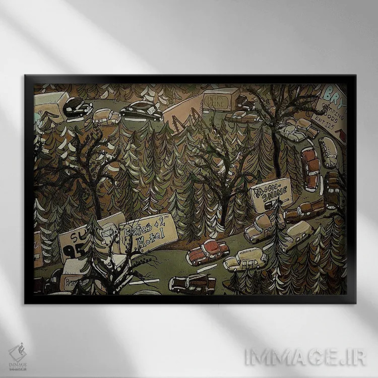 تابلو تعطیلاتگذرانها اثر آرون ووتن - نمای قابدار مشکی