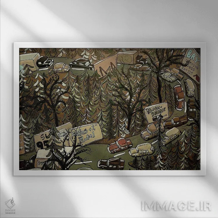 تابلو تعطیلاتگذرانها اثر آرون ووتن - نمای قابدار سفید