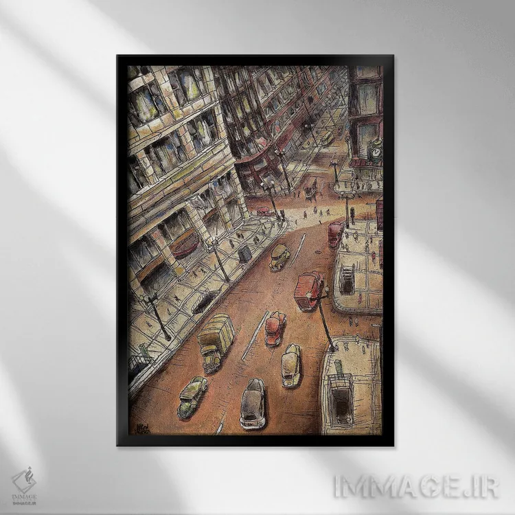 تابلو خیابان استیت ۱۹۵۲ اثر آرون ووتن - نمای قابدار مشکی