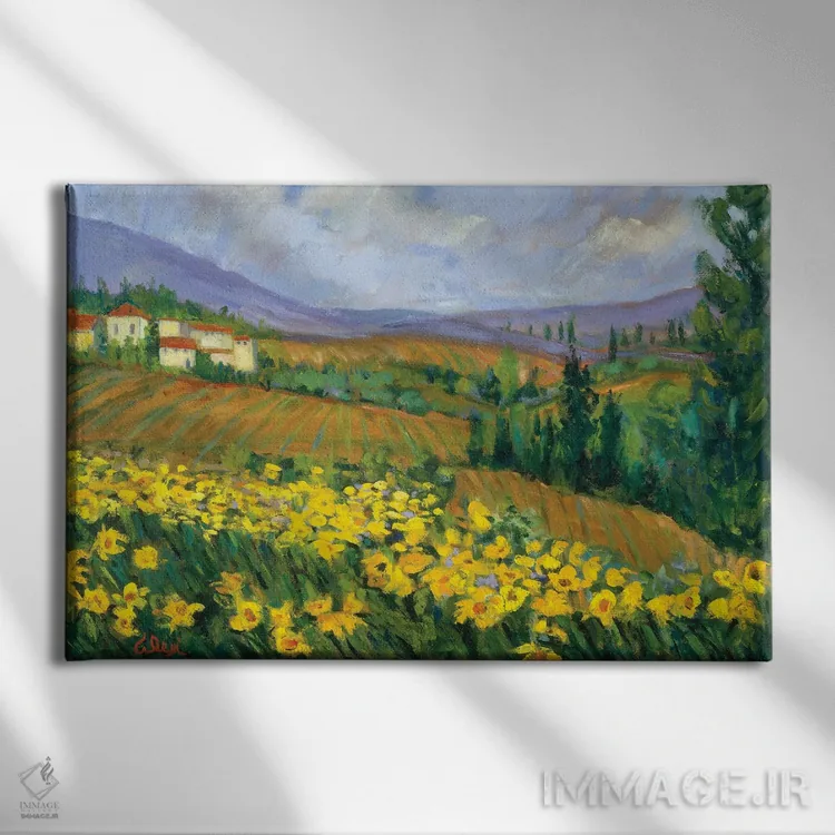 تابلو مزرعه زرد اثر الکسی فاین - نمای روبهرو روی دیوار