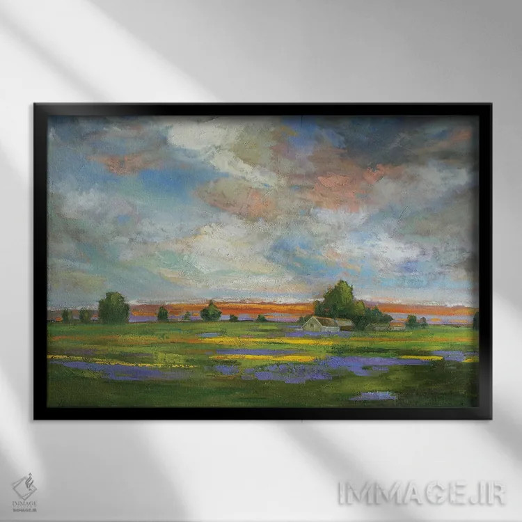 تابلو نمای بهاری اثر الکسی فاین - نمای قابدار مشکی