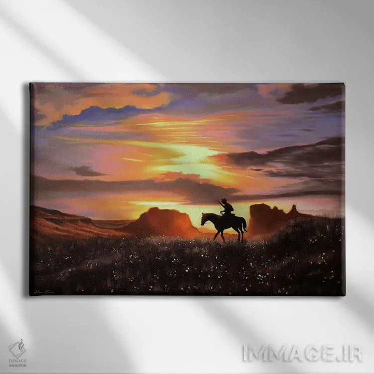 تابلو غروب رد دد (بازی Red Dead) اثر الکس کر - نمای روبهرو روی دیوار