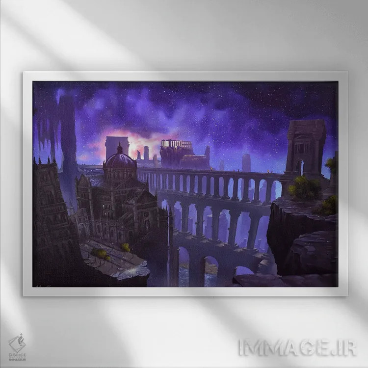 تابلو الدن رینگ، شهر ابدی (بازی ویدئویی) اثر الکس کر - نمای قابدار سفید