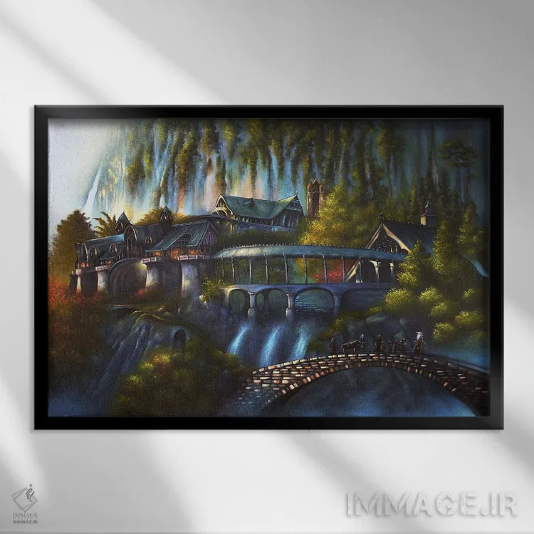 تابلو ریوندل (ارباب حلقهها) اثر الکس کر - نمای قابدار مشکی