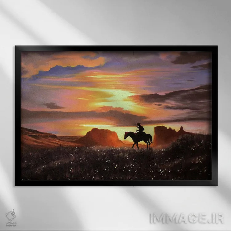 تابلو غروب رد دد (بازی Red Dead) اثر الکس کر - نمای قابدار مشکی