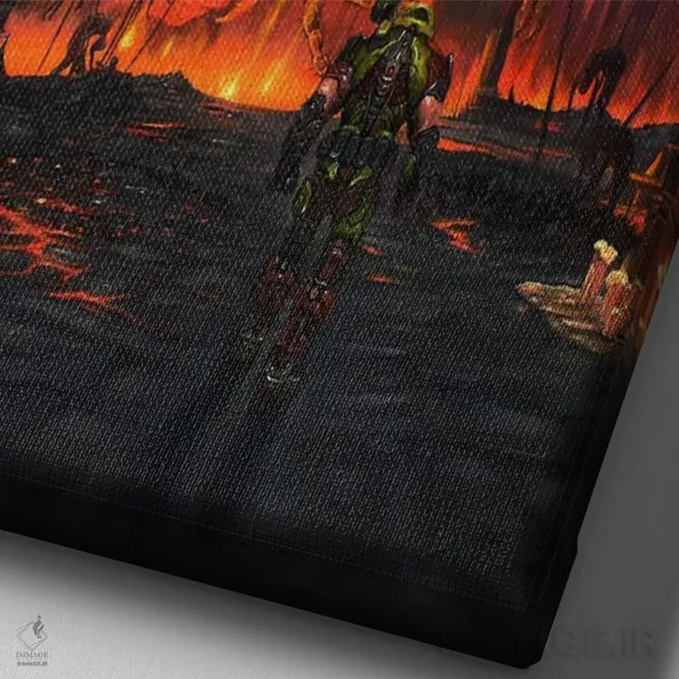 تابلو نکراول دوم (بازی Doom) اثر الکس کر - نمای نزدیک بافت بوم