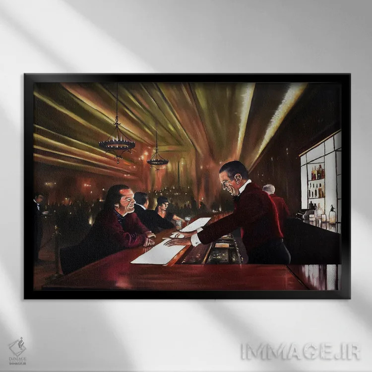 تابلو درخشش، صحنهٔ بار (فیلم درخشش) اثر الکس کر - نمای قابدار مشکی