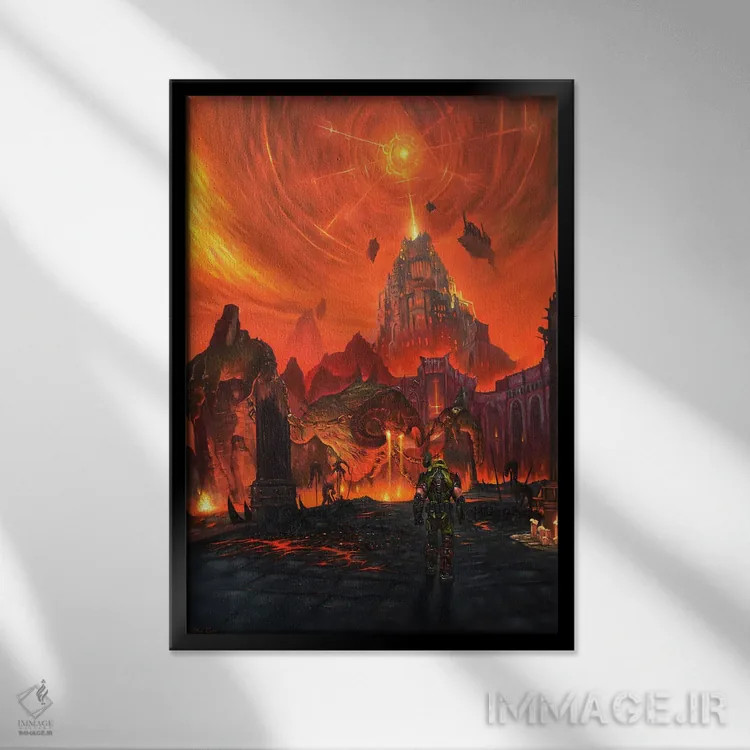 تابلو نکراول دوم (بازی Doom) اثر الکس کر - نمای قابدار مشکی