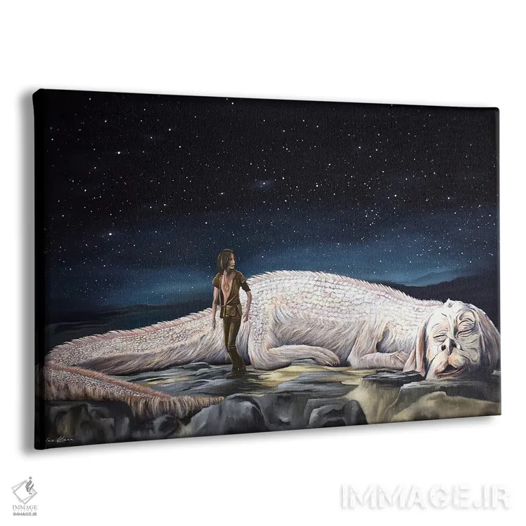 تابلو فالکور بیپایان (ارجاع به داستان بیپایان) اثر الکس کر - نمای پرسپکتیو محصول