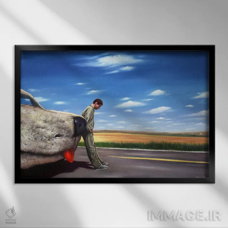 تابلو من فقط انسانم هری (ارجاع به هری پاتر) اثر الکس کر - نمای قابدار مشکی