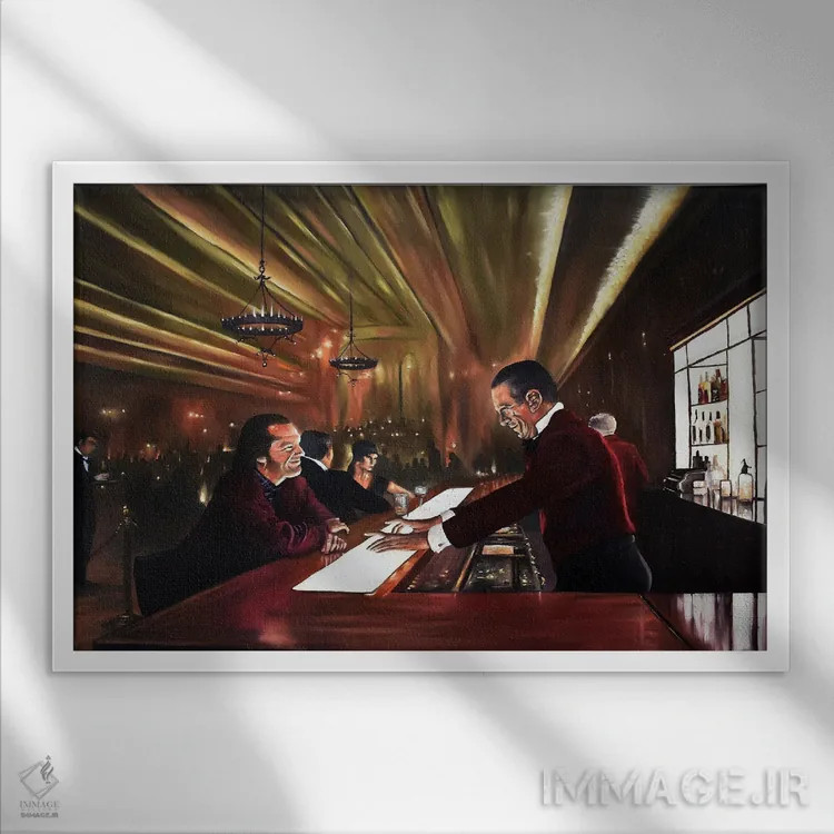 تابلو درخشش، صحنهٔ بار (فیلم درخشش) اثر الکس کر - نمای قابدار سفید