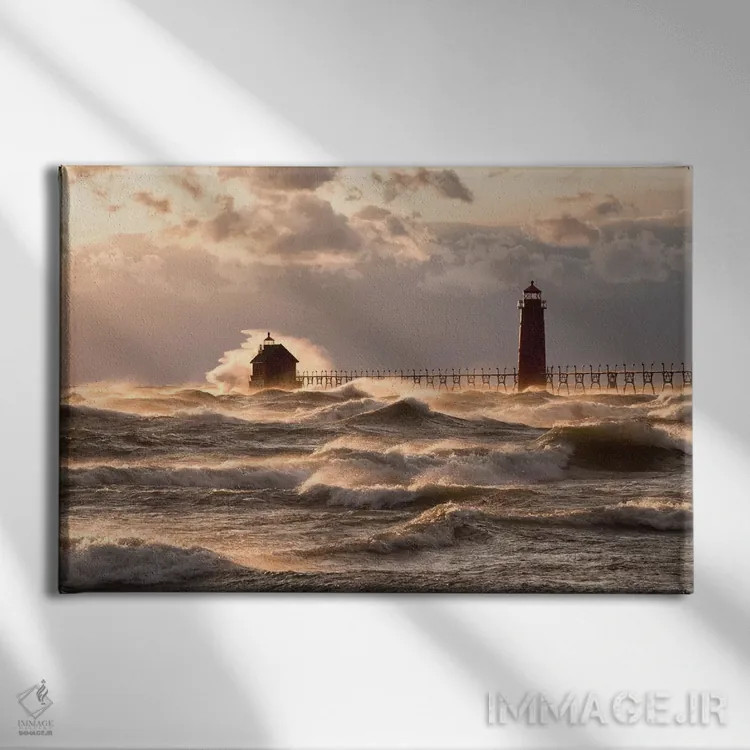 تابلو دریاچهٔ خروشان اثر الکس لی - نمای روبهرو روی دیوار