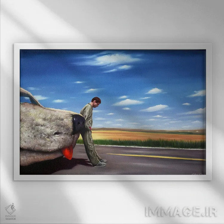 تابلو من فقط انسانم هری (ارجاع به هری پاتر) اثر الکس کر - نمای قابدار سفید