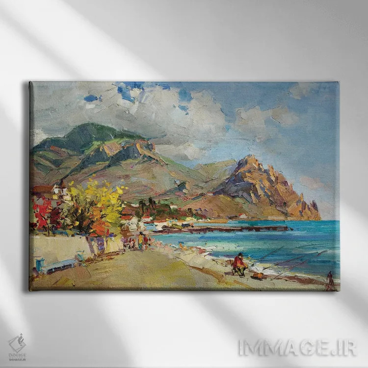 تابلو روستای ساحلی اثر سرگئی الکساندروویچ پوزدیف - نمای روبهرو روی دیوار