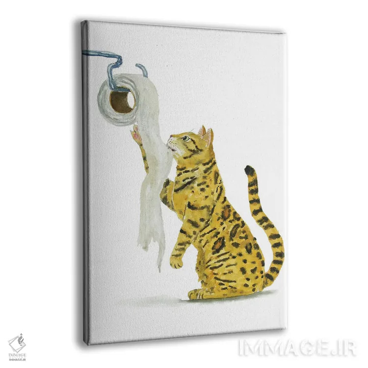 تابلو گربهٔ بنگال و دستمال توالت اثر آلکسی دیمیتریویچ شمیروف - نمای پرسپکتیو محصول