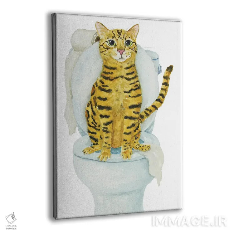 تابلو گربهٔ بنگال روی توالت اثر آلکسی دیمیتریویچ شمیروف - نمای پرسپکتیو محصول