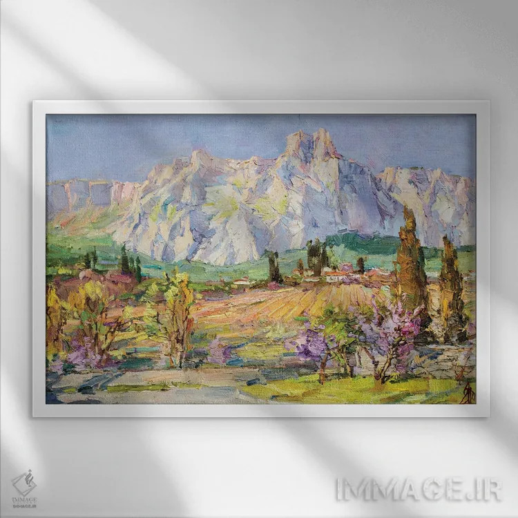 تابلو آی پتری (کوه در کریمه) اثر سرگئی الکساندروویچ پوزدیف - نمای قابدار سفید