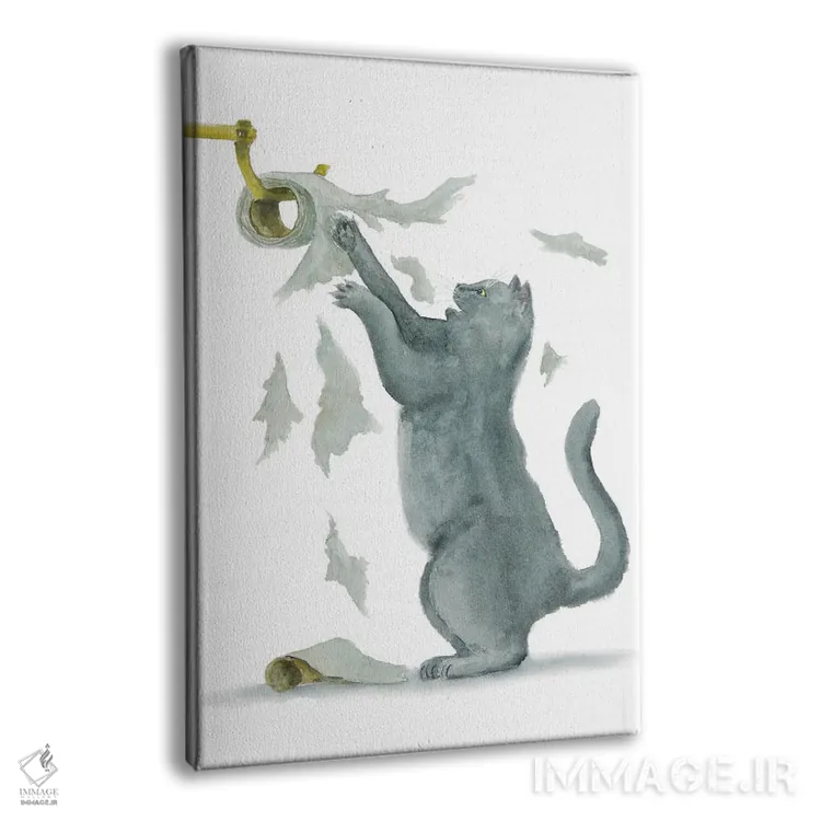 تابلو گربهٔ بریتانیایی و دستمال توالت اثر آلکسی دیمیتریویچ شمیروف - نمای پرسپکتیو محصول