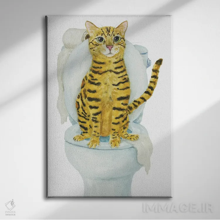 تابلو گربهٔ بنگال روی توالت اثر آلکسی دیمیتریویچ شمیروف - نمای روبهرو روی دیوار