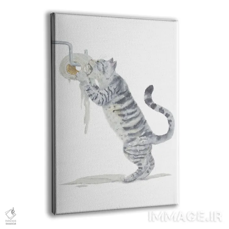 تابلو گربهٔ تیبی خاکستری و دستمال توالت اثر آلکسی دیمیتریویچ شمیروف - نمای پرسپکتیو محصول