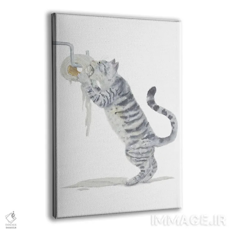 تابلو گربهٔ تیبی خاکستری و دستمال توالت اثر آلکسی دیمیتریویچ شمیروف - نمای پرسپکتیو محصول