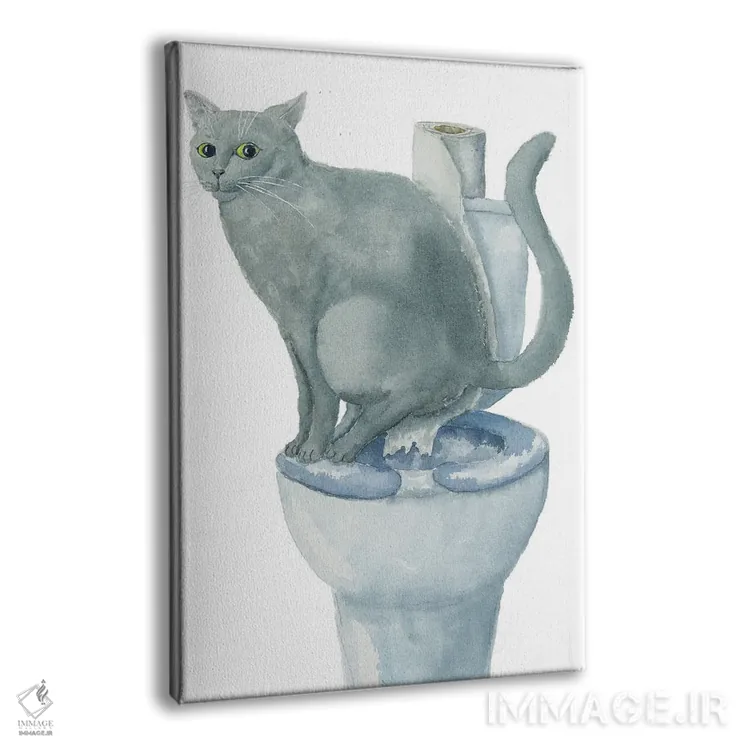 تابلو گربهٔ بریتانیایی روی توالت اثر آلکسی دیمیتریویچ شمیروف - نمای پرسپکتیو محصول