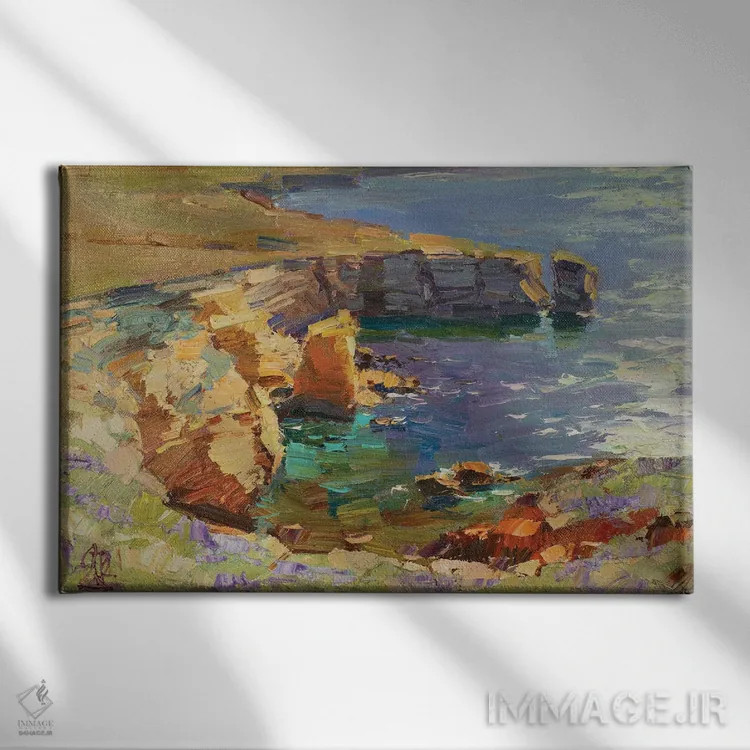 تابلو ساحل صخرهای کریمه غربی اثر سرگئی الکساندروویچ پوزدیف - نمای روبهرو روی دیوار