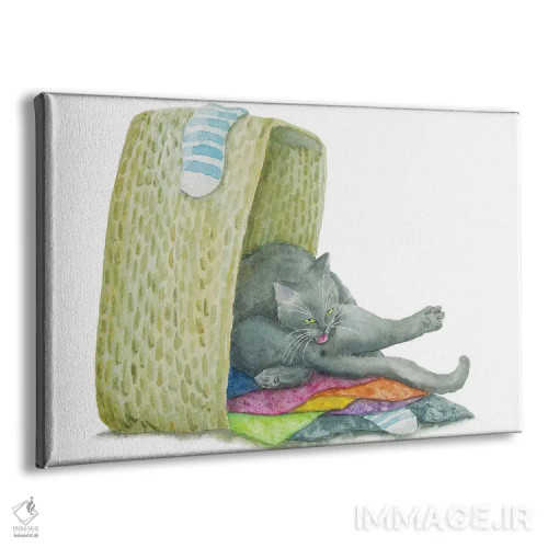 تابلو گربهٔ بریتانیایی روی حولهها اثر آلکسی دیمیتریویچ شمیروف - نمای پرسپکتیو محصول