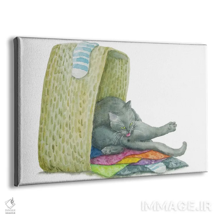 تابلو گربهٔ بریتانیایی روی حولهها اثر آلکسی دیمیتریویچ شمیروف - نمای پرسپکتیو محصول