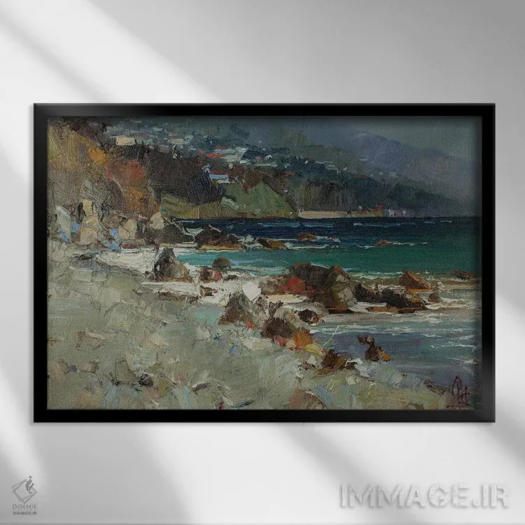 تابلو دریای زمستانی اثر سرگئی الکساندروویچ پوزدیف - نمای قابدار مشکی