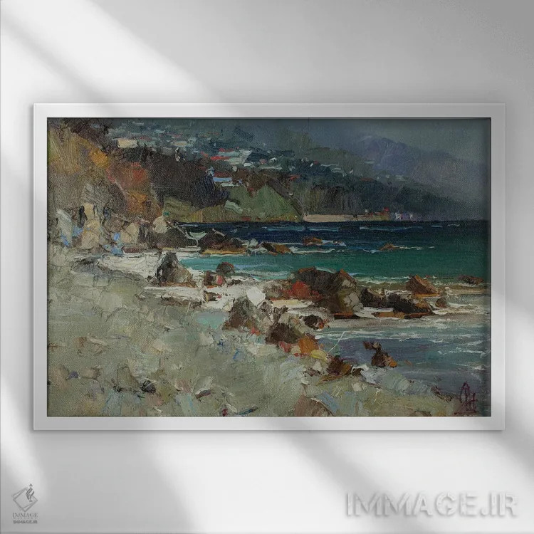 تابلو دریای زمستانی اثر سرگئی الکساندروویچ پوزدیف - نمای قابدار سفید