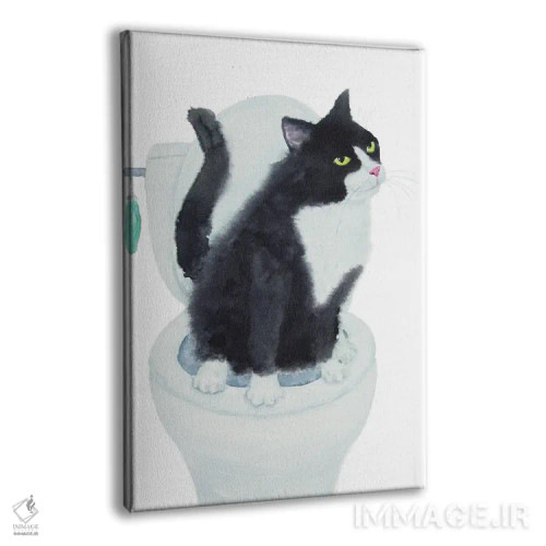 تابلو گربهٔ تاکسیدو روی توالت اثر آلکسی دیمیتریویچ شمیروف - نمای پرسپکتیو محصول