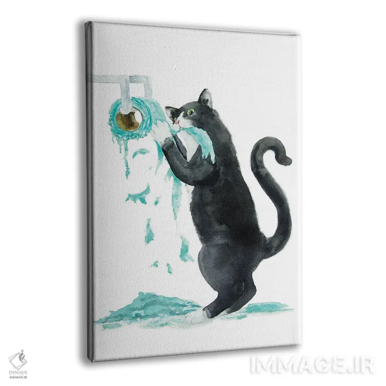 تابلو گربهٔ تاکسیدو و دستمال توالت اثر آلکسی دیمیتریویچ شمیروف - نمای پرسپکتیو محصول