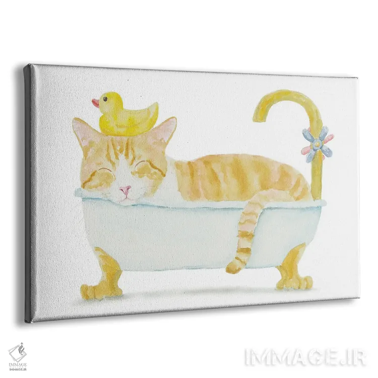تابلو گربهٔ نارنجی سفید در وان اثر آلکسی دیمیتریویچ شمیروف - نمای پرسپکتیو محصول