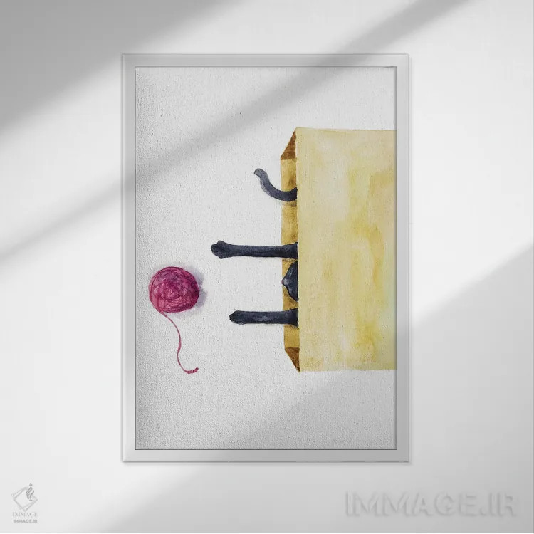 تابلو گربهٔ سیاه در جعبه اثر آلکسی دیمیتریویچ شمیروف - نمای قابدار سفید