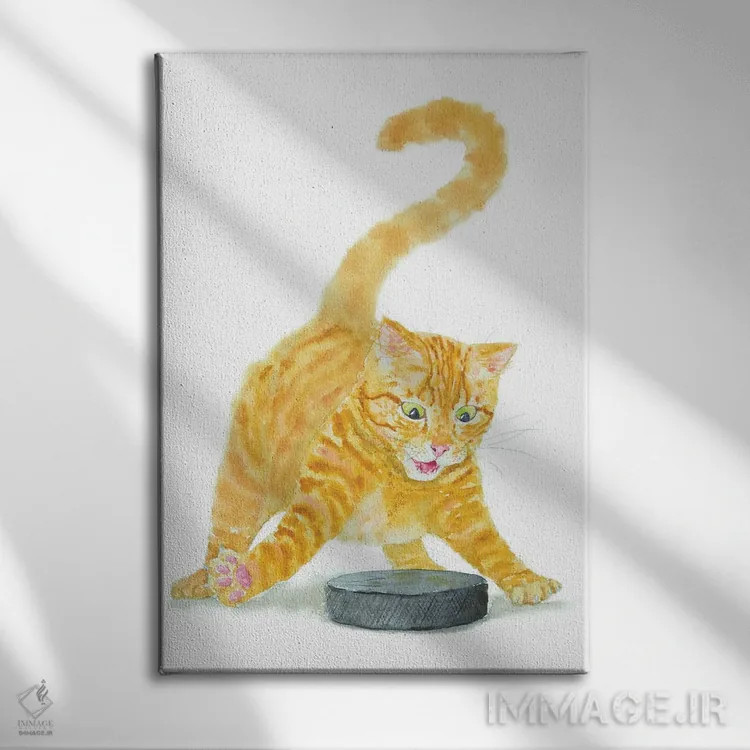 تابلو گربهٔ نارنجی هاکیباز اثر آلکسی دیمیتریویچ شمیروف - نمای روبهرو روی دیوار