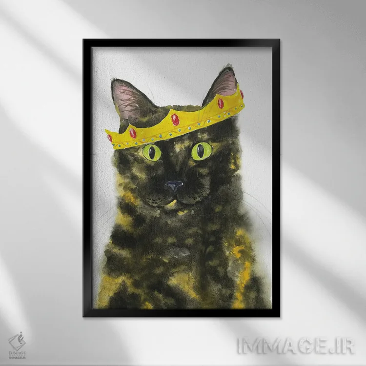 تابلو گربهٔ لاکپشتی تاجدار اثر آلکسی دیمیتریویچ شمیروف - نمای قابدار مشکی