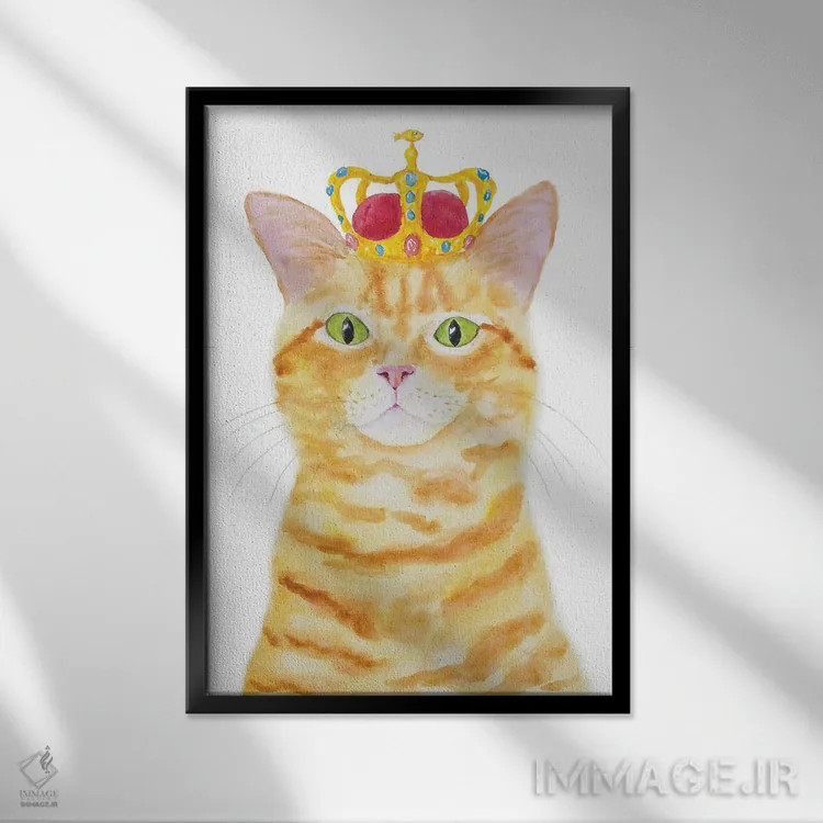 تابلو گربهٔ نارنجی تاجدار اثر آلکسی دیمیتریویچ شمیروف - نمای قابدار مشکی
