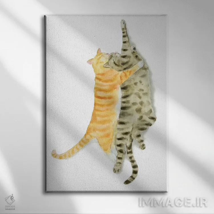 تابلو گربهٔ قهوهای راهراه و نارنجی II اثر آلکسی دیمیتریویچ شمیروف - نمای روبهرو روی دیوار