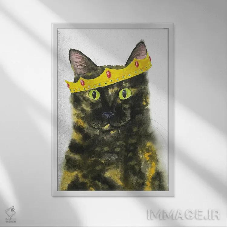 تابلو گربهٔ لاکپشتی تاجدار اثر آلکسی دیمیتریویچ شمیروف - نمای قابدار سفید