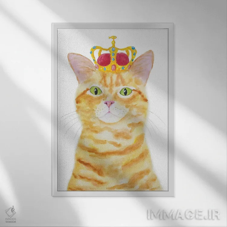 تابلو گربهٔ نارنجی تاجدار اثر آلکسی دیمیتریویچ شمیروف - نمای قابدار سفید